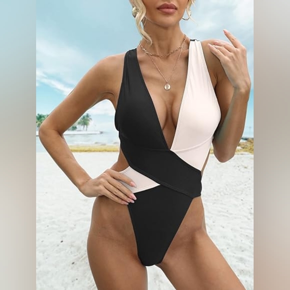 Wrap VNeck Hollow Out One Piece Swimsuit - Picture 2 of 10